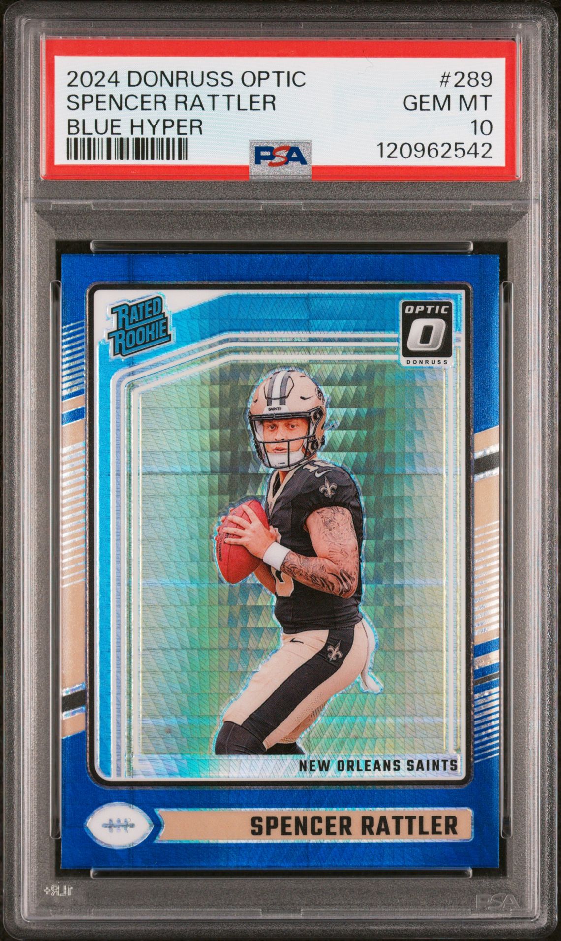 2024 Panini Donruss Optic Spencer Rattler #289 (Blue Hyper) Gem Mt 10 front