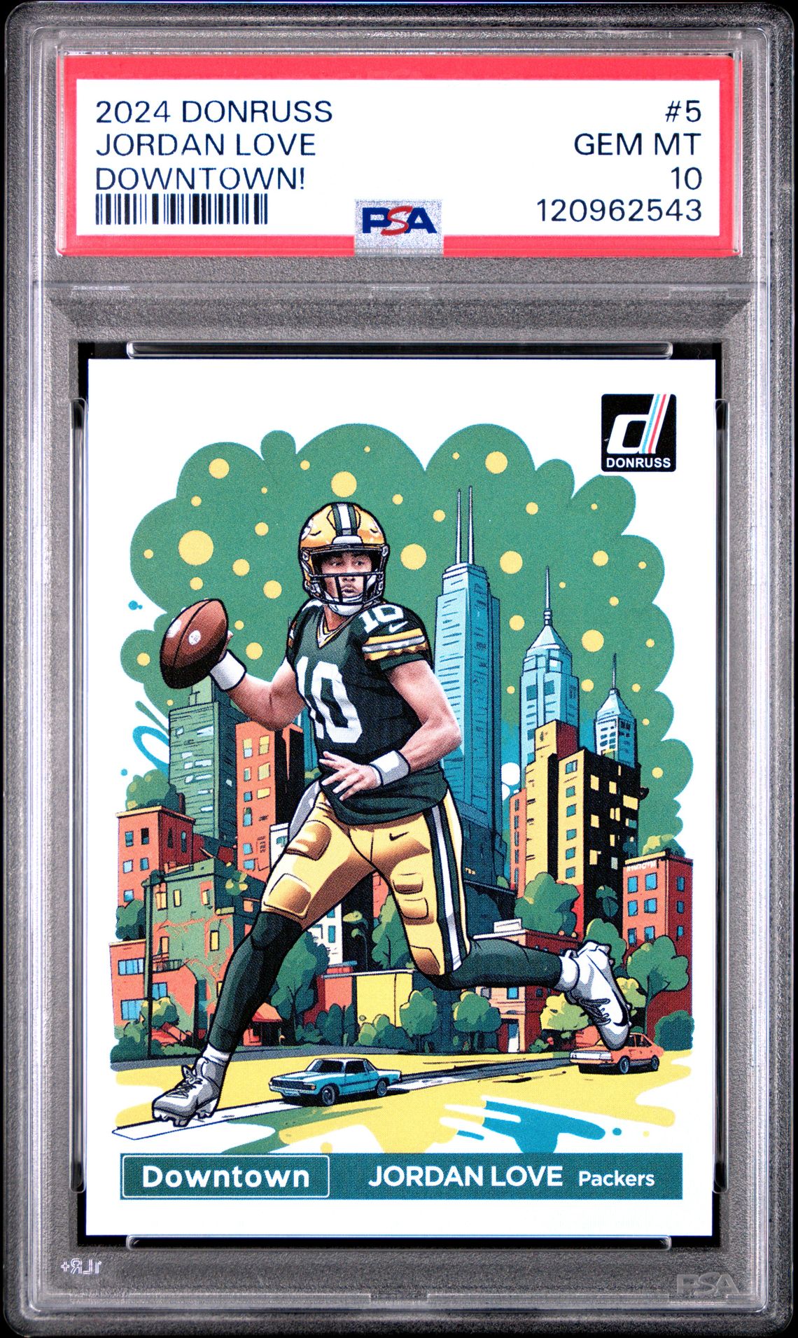 2024 Panini Donruss Downtown! Jordan Love #5 Gem Mt 10 front