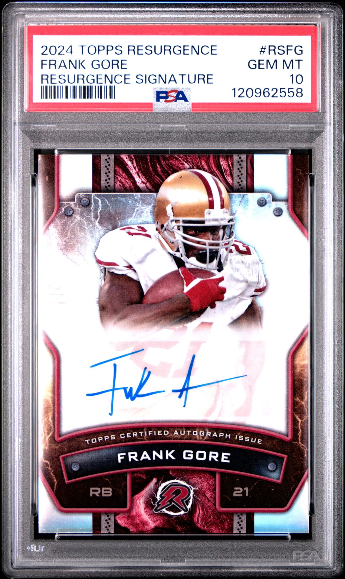 2024 Topps Resurgence Resurgence Signatures Frank Gore #Rsfg Gem Mt 10 front