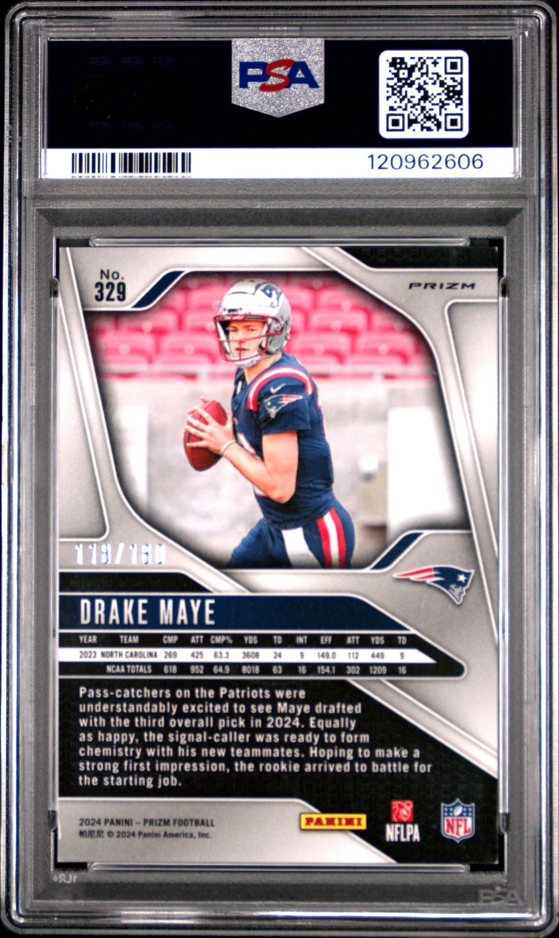 2024 Panini Prizm Drake Maye #329 (Hyper Prizm) Nm-Mt 8 back