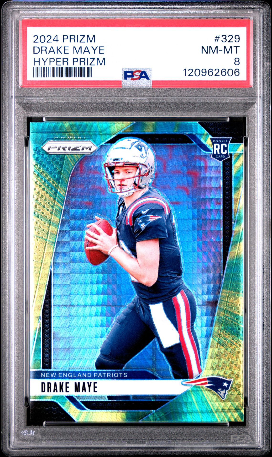2024 Panini Prizm Drake Maye #329 (Hyper Prizm) Nm-Mt 8 front