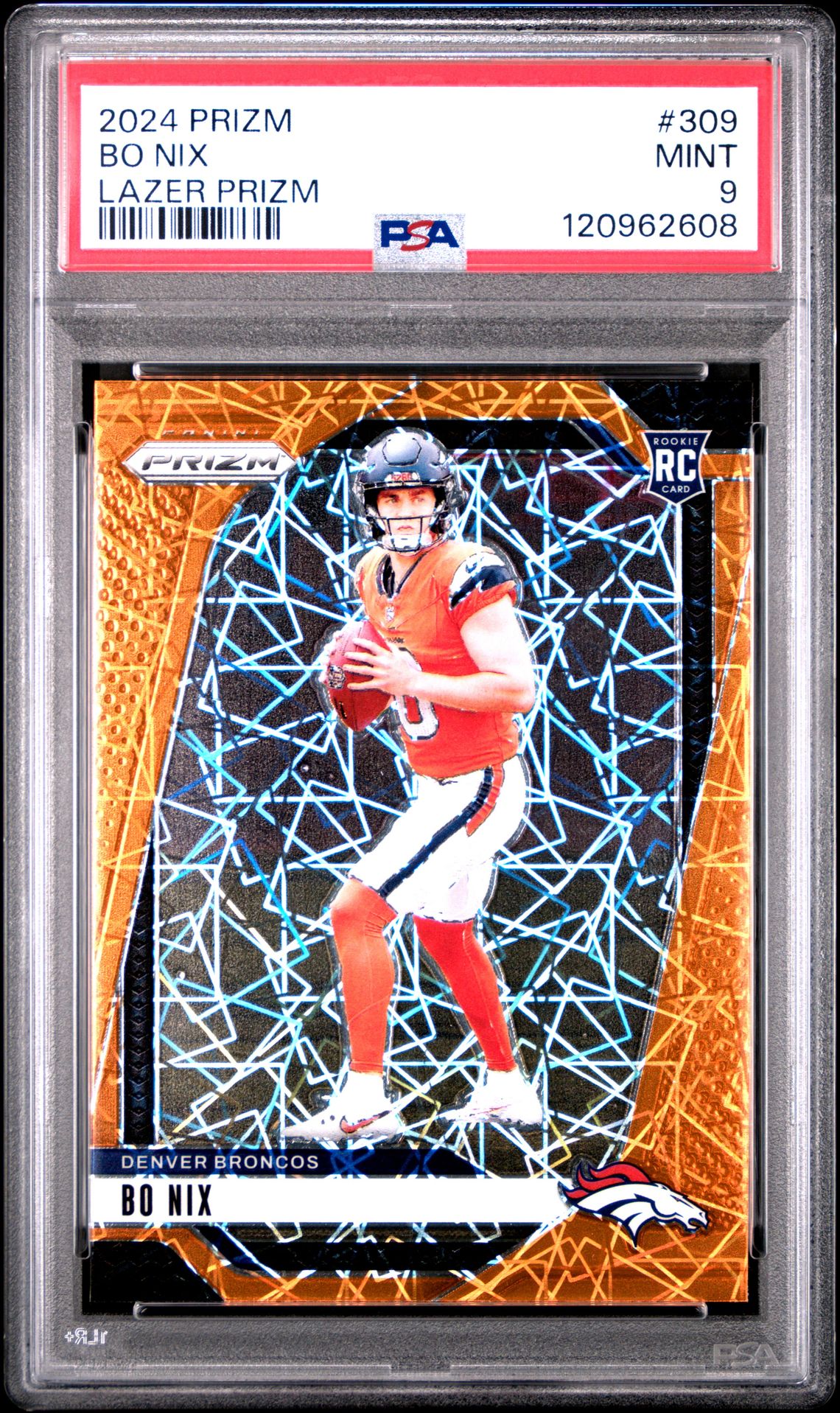 2024 Panini Prizm Bo Nix #309 (Lazer Prizm) Mint 9 front