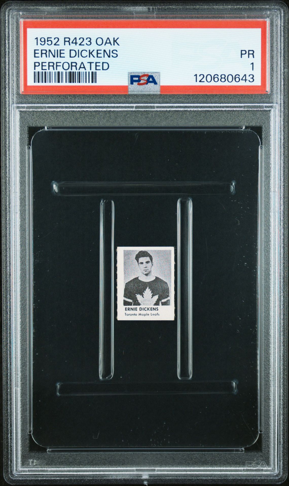 1952 R423 Oak Perforated Ernie Dickens (Perforated) Pr 1 front