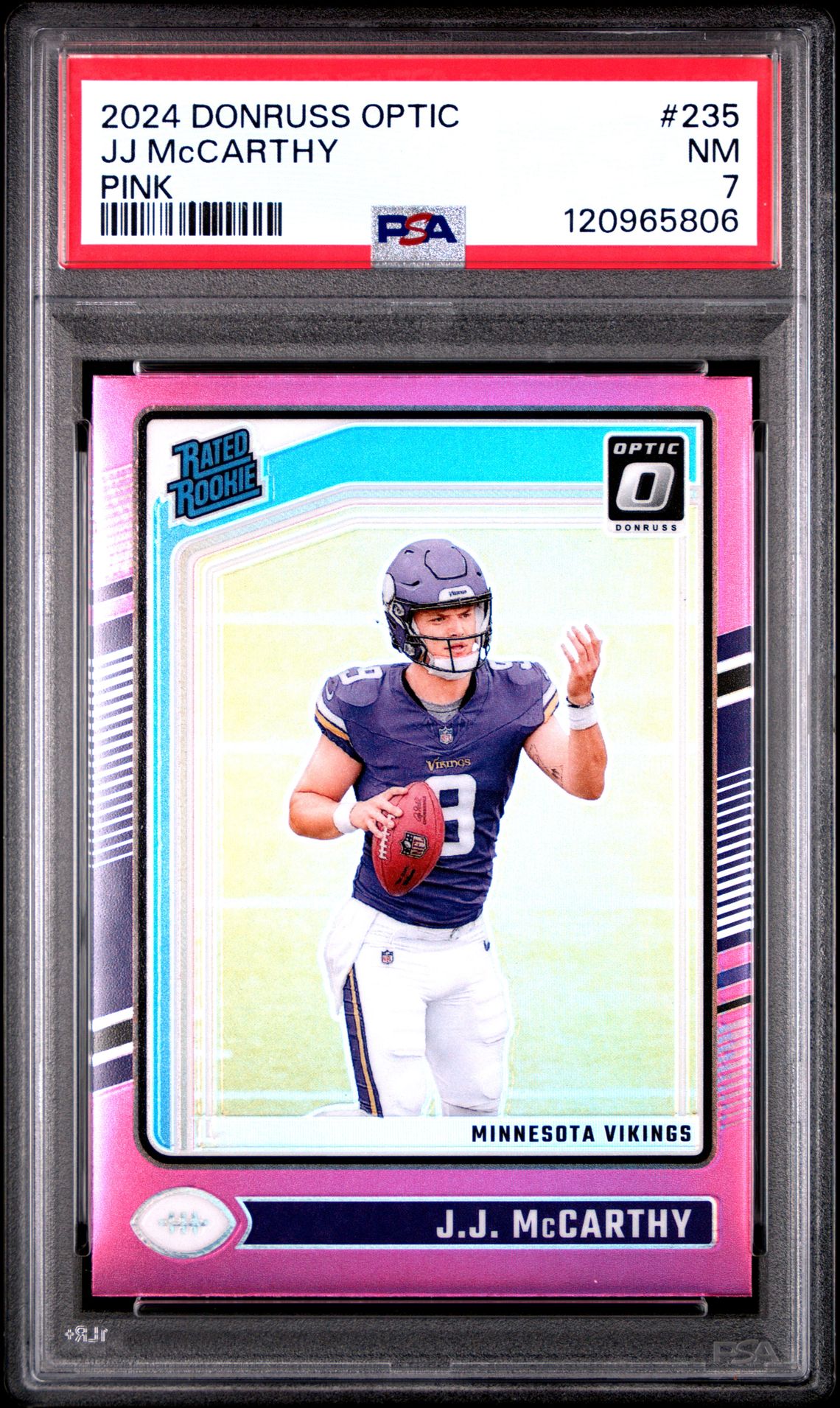 2024 Panini Donruss Optic Jj Mccarthy #235 (Pink) Nm 7 front