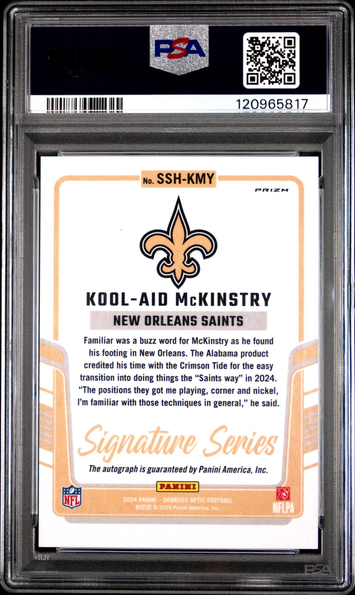 2024 Panini Donruss Optic Signature Series Kool-Aid Mckinstry #Sshkmy Mint 9 back