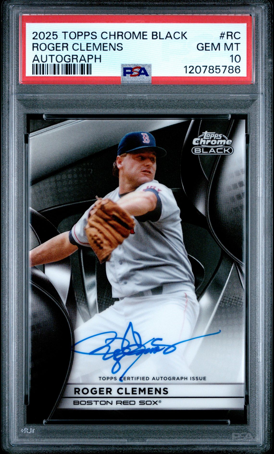 2025 Topps TOPPS CHROME BLACK AUTOGRAPHS Red #RC Roger Clemens front