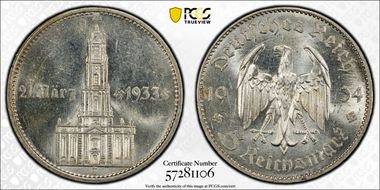1934-F 5 Mk Potsdam w/Date J-356 MS62