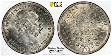 1913 2 Cor KM-2821  Ag MS63