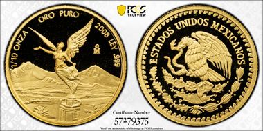 2008-Mo 1/10 oz Libertad Au PR69DCAM