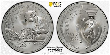 2022-W $1 National Purple Heart Hall of Honor MS69