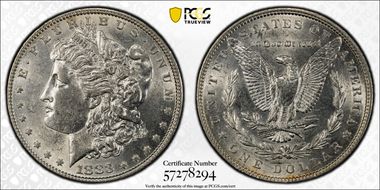 1883 $1 AU58