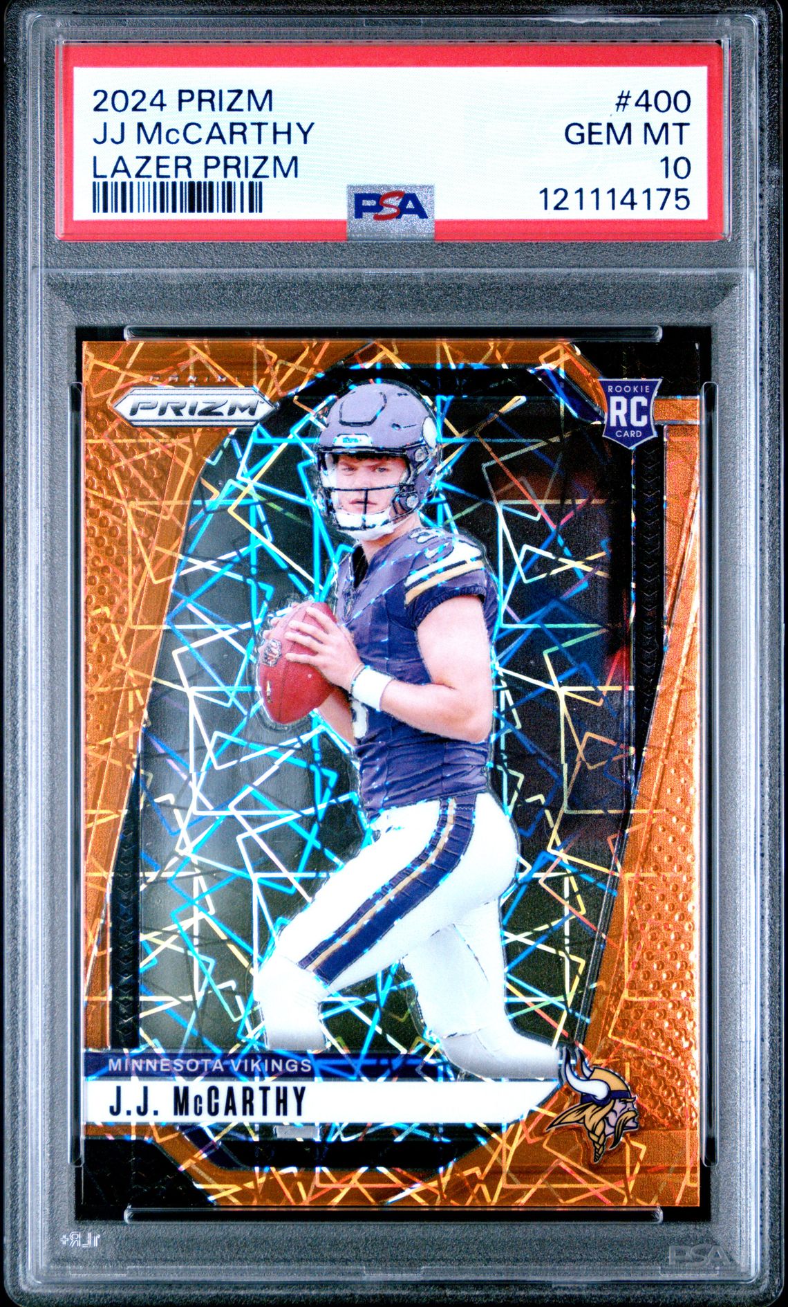 2024 Panini Prizm Jj Mccarthy #400 (Lazer Prizm) Gem Mt 10 front