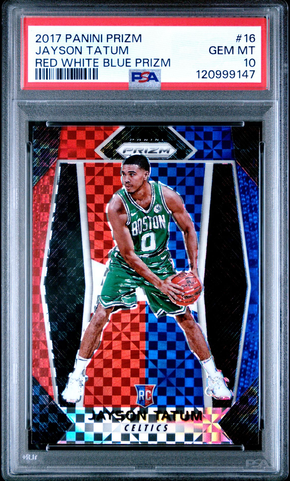 2017 Panini PANINI PRIZM RED WHITE BLUE PRIZM #16 Jayson Tatum front