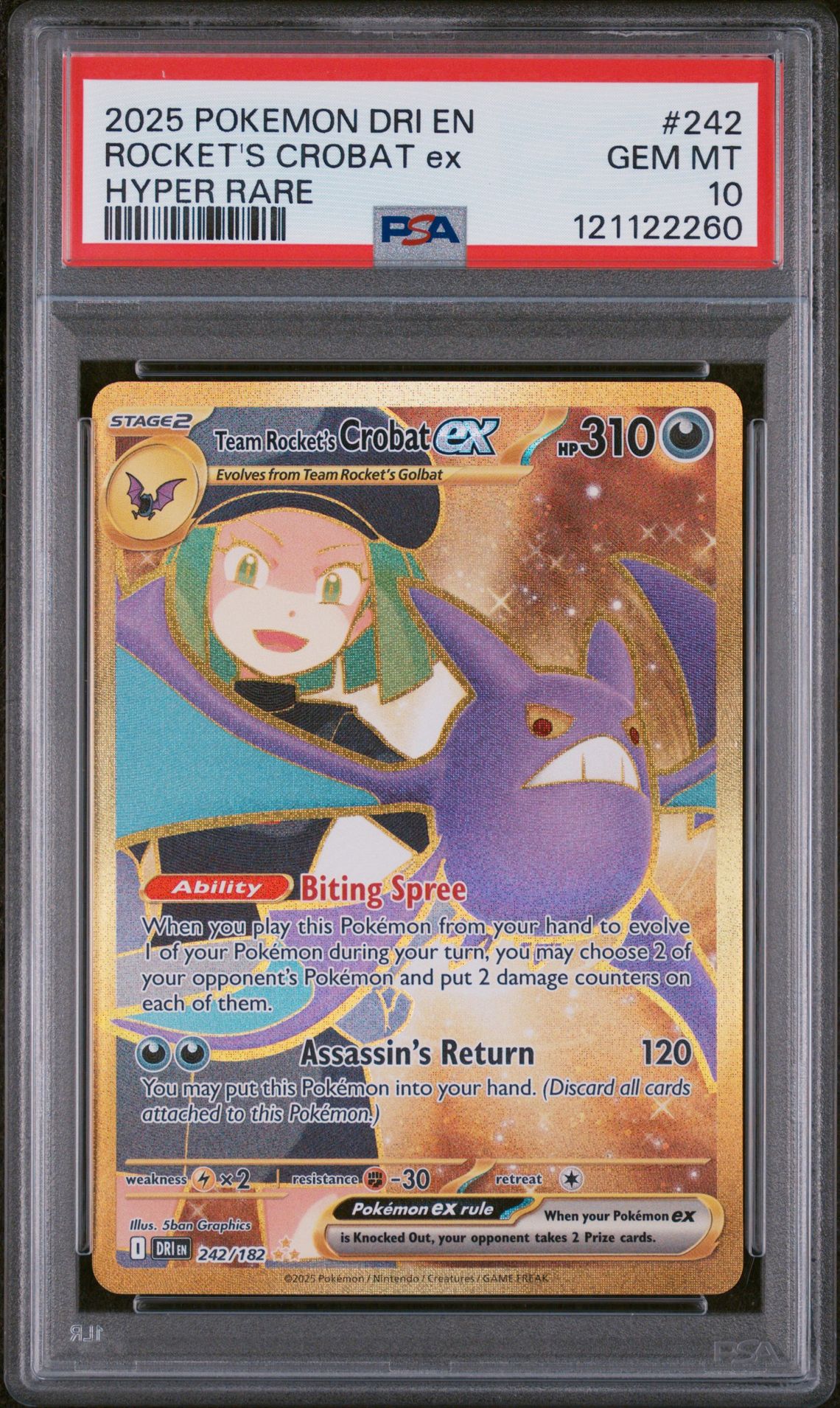 2025 Pokemon POKEMON DRI EN-DESTINED RIVALS HYPER RARE #242 Rocket's Crobat EX front