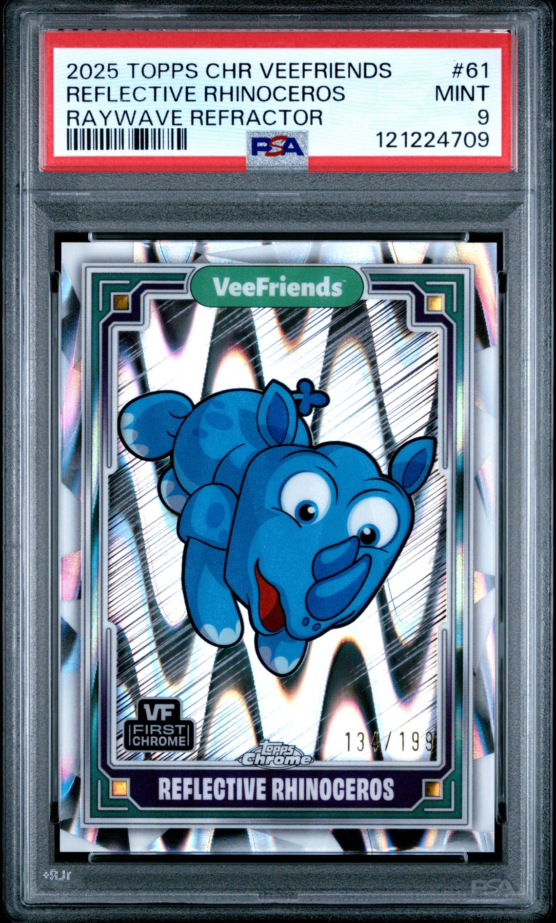 2025 Topps Chrome Veefriends Reflective Rhinoceros #61 (Raywave Refractor) Mint 9 front
