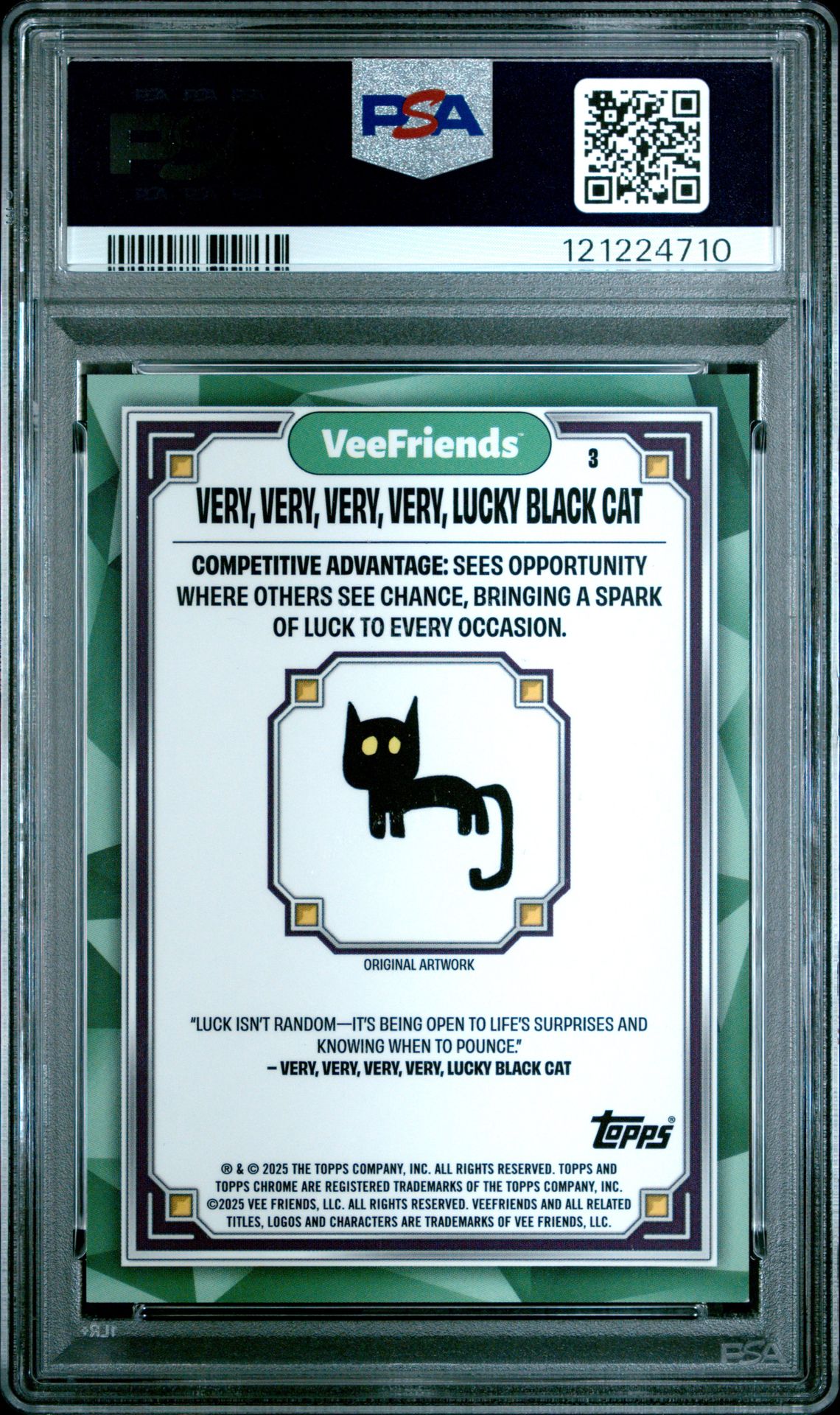 2025 Topps Chrome Veefriends Vvvv Lucky Black Cat #3 (Purple Eyes) Mint 9 back