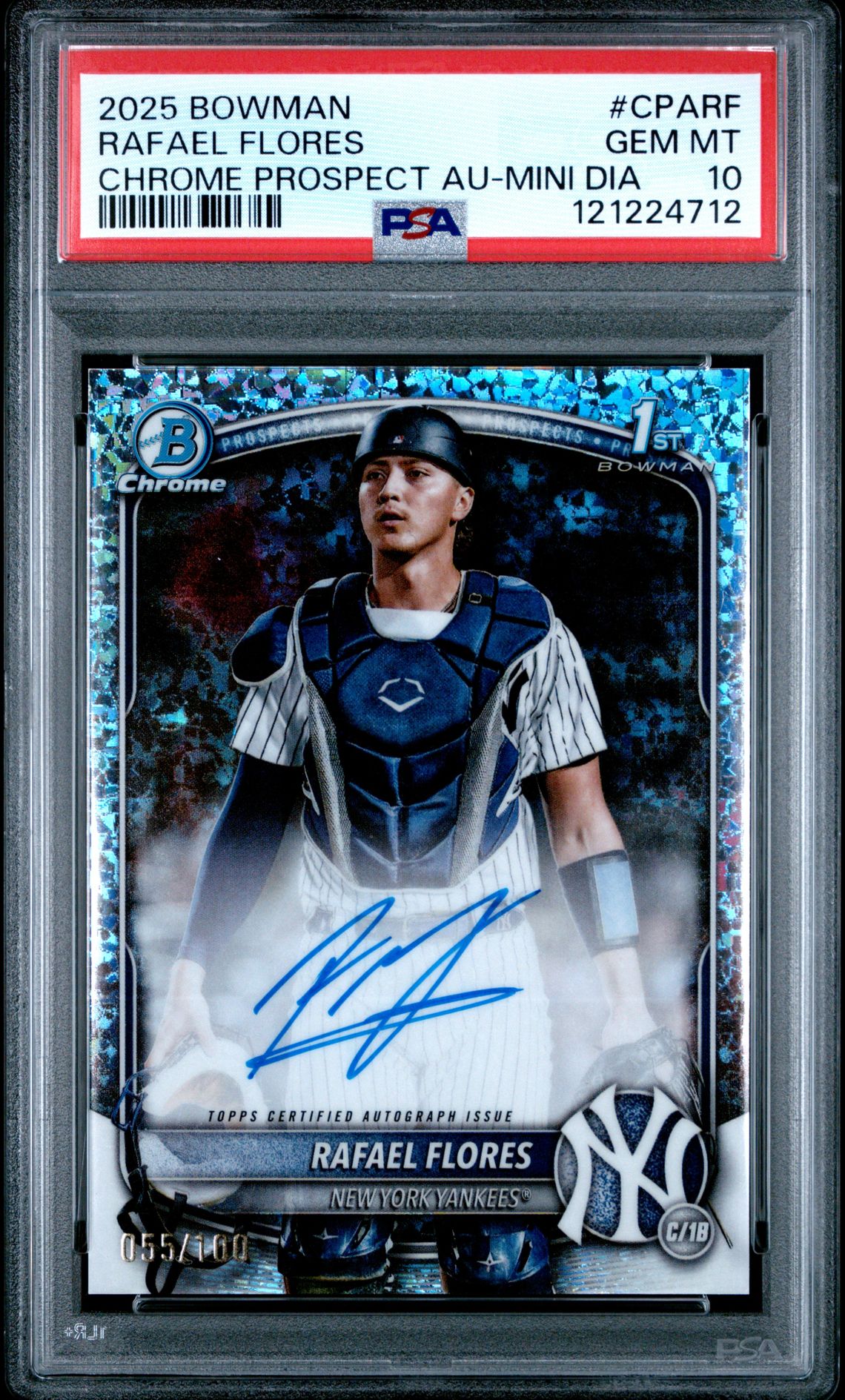 2025 Bowman Chrome Prospect Autographs Rafael Flores #Cparf (Chrome Prospect Au-Mini Dia) Gem Mt 10 front