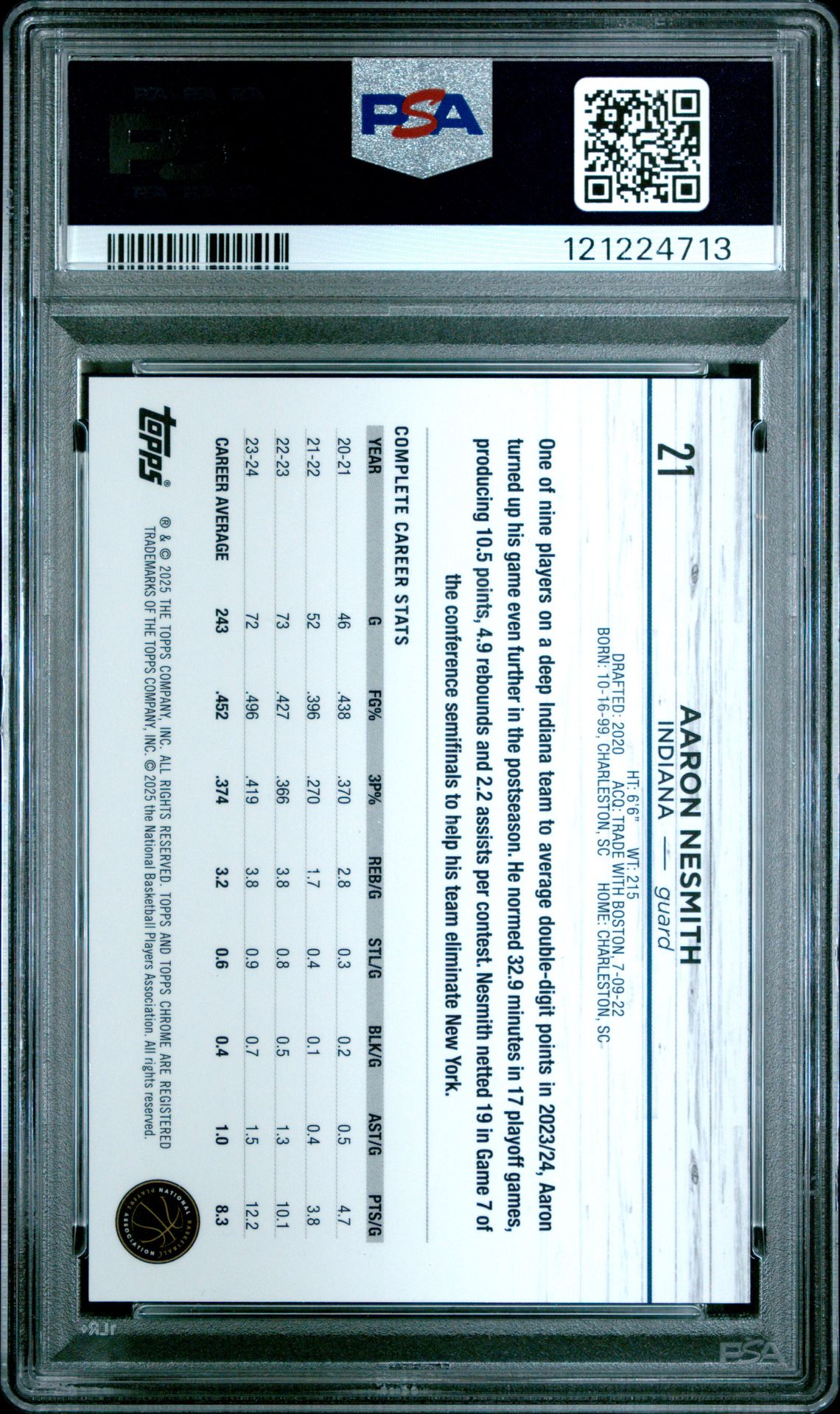 2024 Topps Chrome Aaron Nesmith #21 (Frozenfractor) Mint 9 back