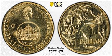 2016-C $1 50 Yrs Decimal Currency Canberra Counterstamp MS67