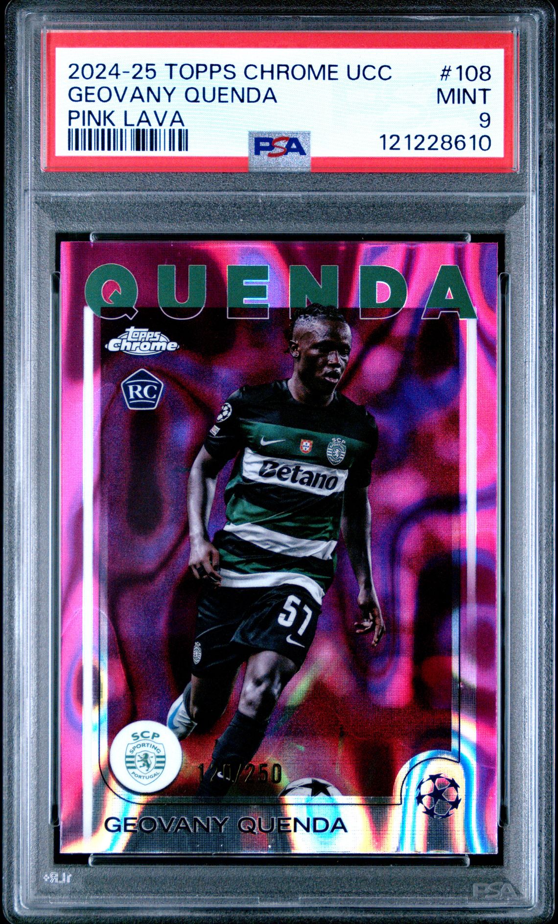 2024-25 Topps Chrome TOPPS CHROME UEFA CLUB COMPETITIONS PINK LAVA #108 Geovany Quenda front