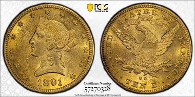 1891-CC $10 MS60