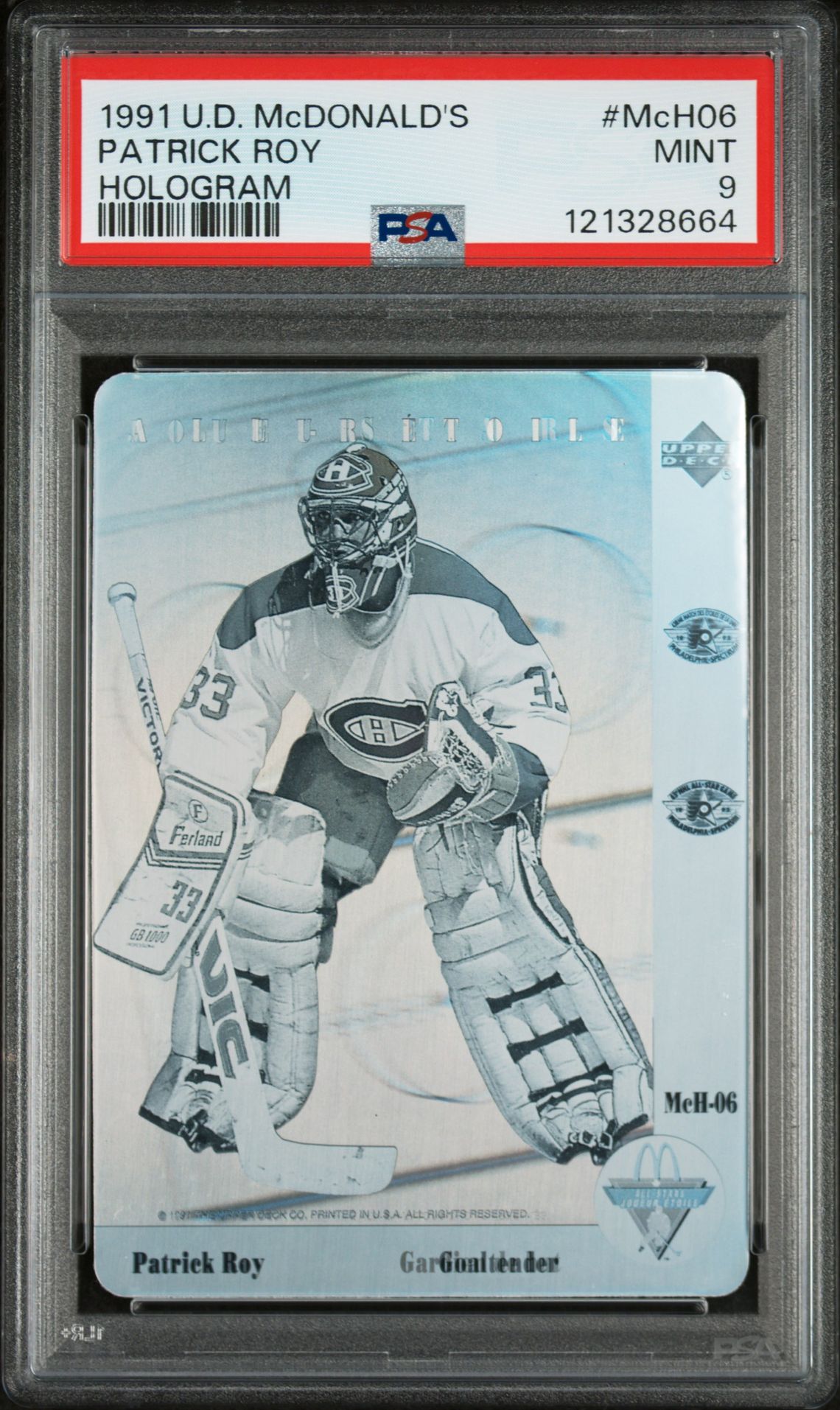 1991 Upper Deck UPPER DECK MCDONALD'S HOLOGRAM #MCH-06 Patrick Roy front