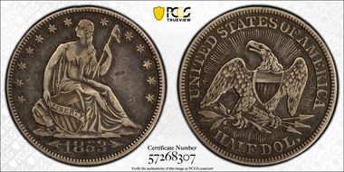 1853 50C Arrows & Rays N1