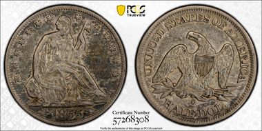 1855-O 50C Arrows XF45