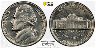 1939 5C Reverse of 1940 MS64