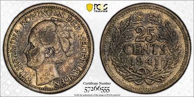 1941-P 25C Palm Privey  KM-38  Ag VF35