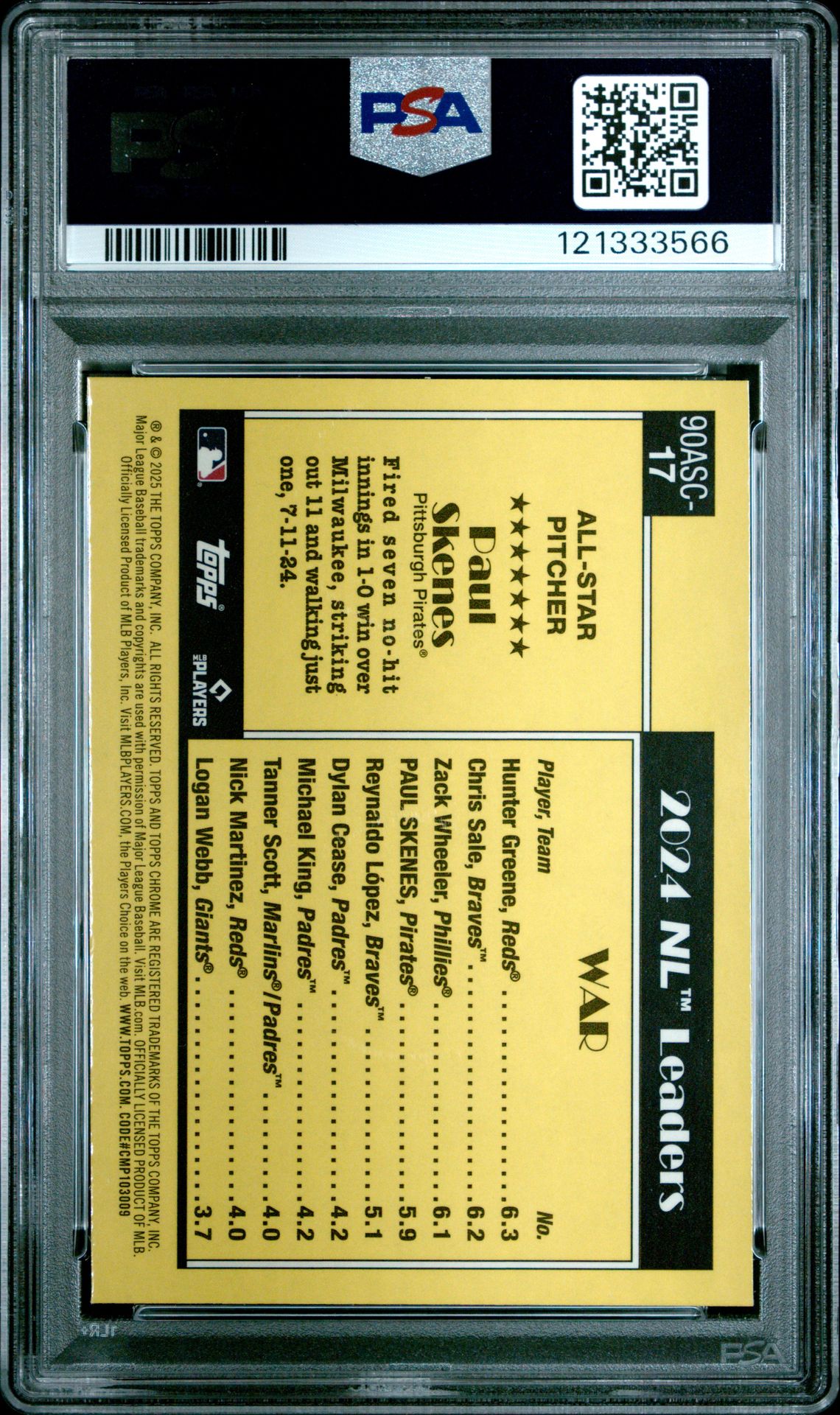 2025 Topps Silver Pack 1990 Chrome All Stars Paul Skenes #17 Mint 9 back