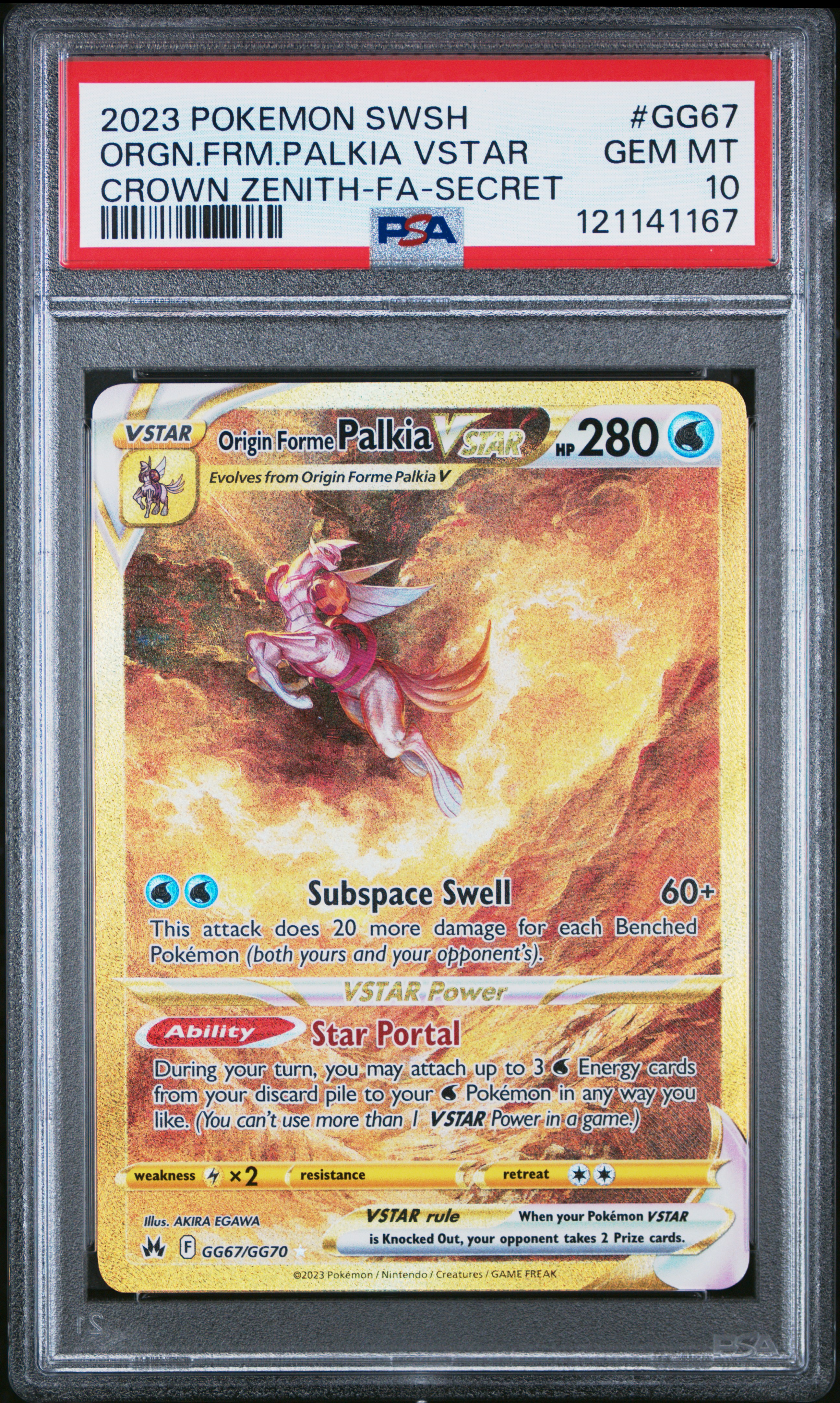 2023 #GG67 Full Art/Origin Forme Palkia Vstar PSA 10 Sword and Shield Crown Zenith