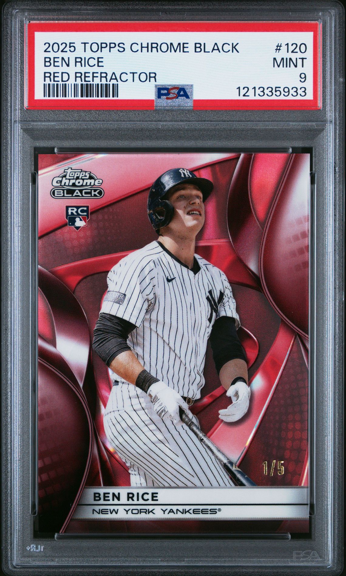 2025 Topps TOPPS CHROME BLACK RED REFRACTOR #120 Ben Rice front