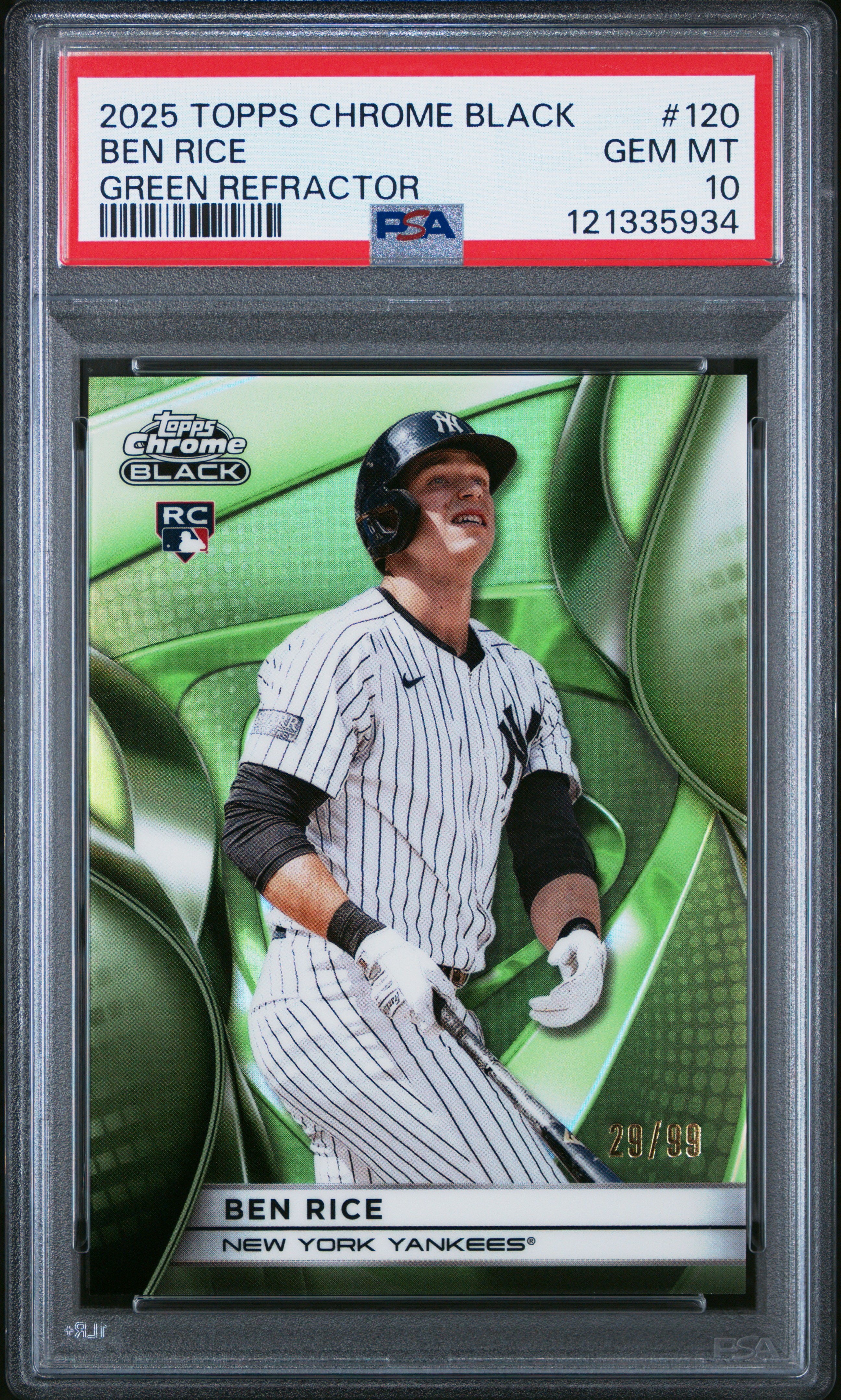 2025 #120 Ben Rice PSA 10 Topps Chrome Black