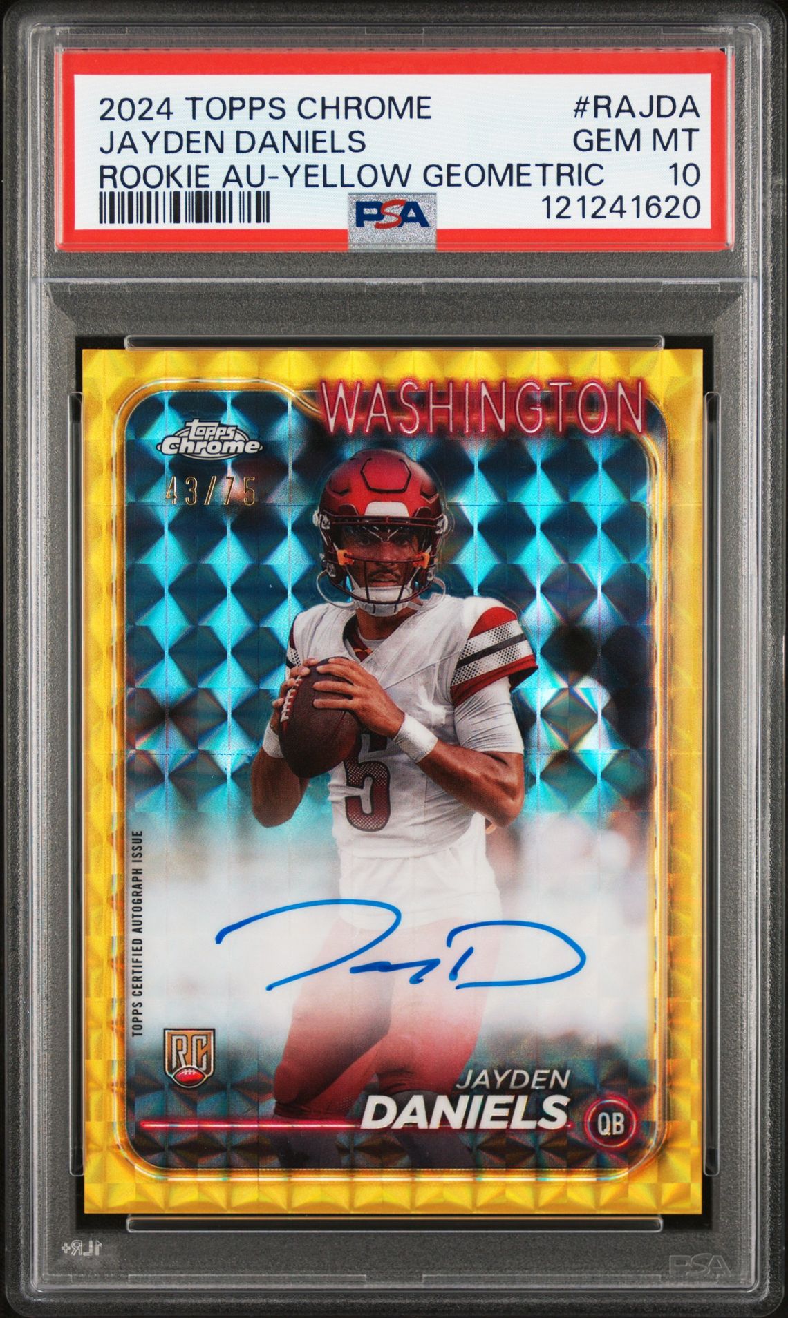 2024 Topps Chrome TOPPS CHROME ROOKIE AUTOGRAPHS VARIATIONS YELLOW GEOMETRIC #RAJDA Jayden Daniels front