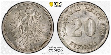 1874-B 20 Pfg J-5 MS62