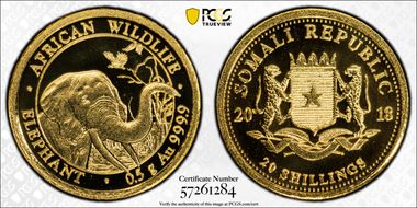 2018 20 S African Elephant Au MS70