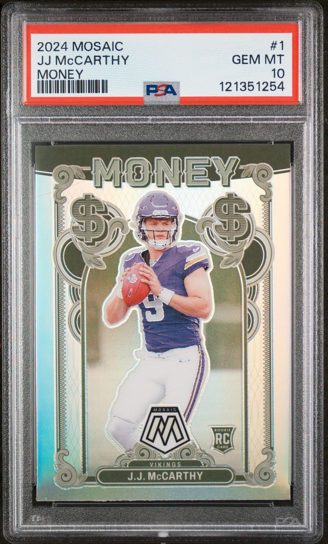 2024 Panini Mosaic Money Jj Mccarthy #1 Gem Mt 10 front