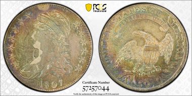 1807 50C Bearded Goddess, O-111b AU50+