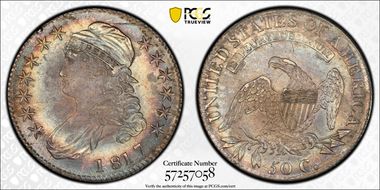 1817 50C O-106a Single Leaf MS64+