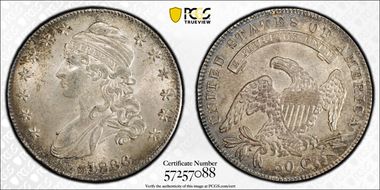 1836/1336 50C O-108a, Lettered Edge MS63+