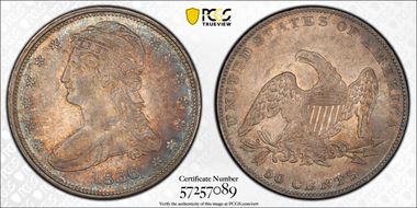 1836 50C Reeded Edge MS64