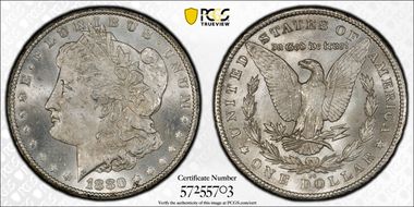 1880-CC $1 VAM 6, 8/7, Low 7 MS64