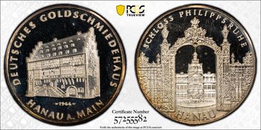 1966 Medal Hanau am Main 20mm Ag Philippsruhe PR67DCAM