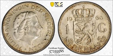 1966 Gulden KM-184  Ag MS63