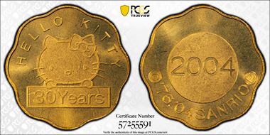 2004 Medal Hello Kitty 30th Ann. Brass MS66