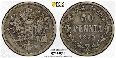 1872-S 50 Pen VF30