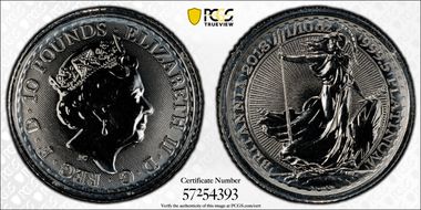 2018 £10 Britannia 1/10oz Pt MS68