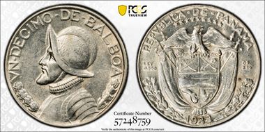 1933 1/10 B KM-10.1  Ag AU58