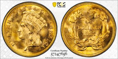 1887 $3 MS65